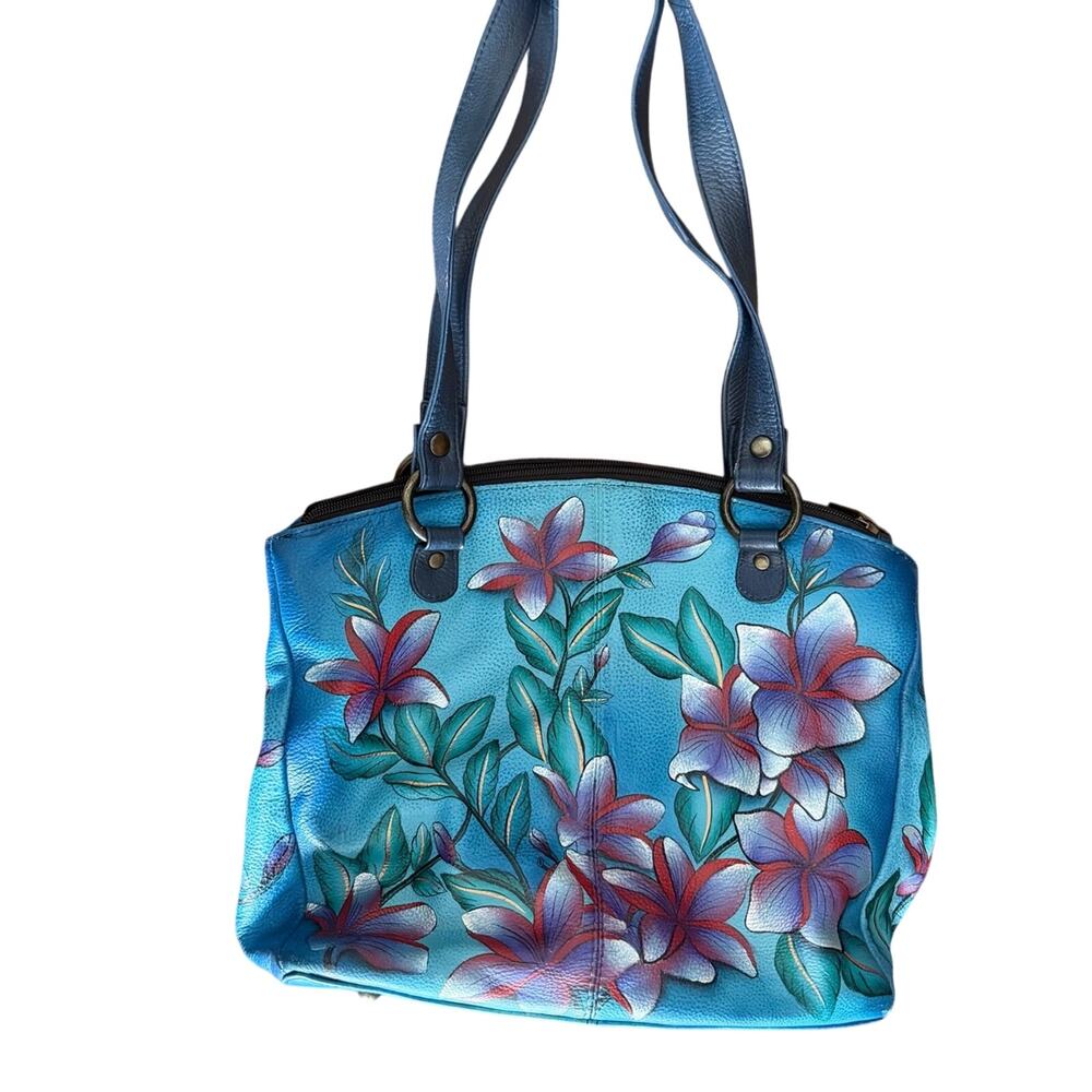 Anuschka Floral Hand Painted Leather Purse
Handbag Blue